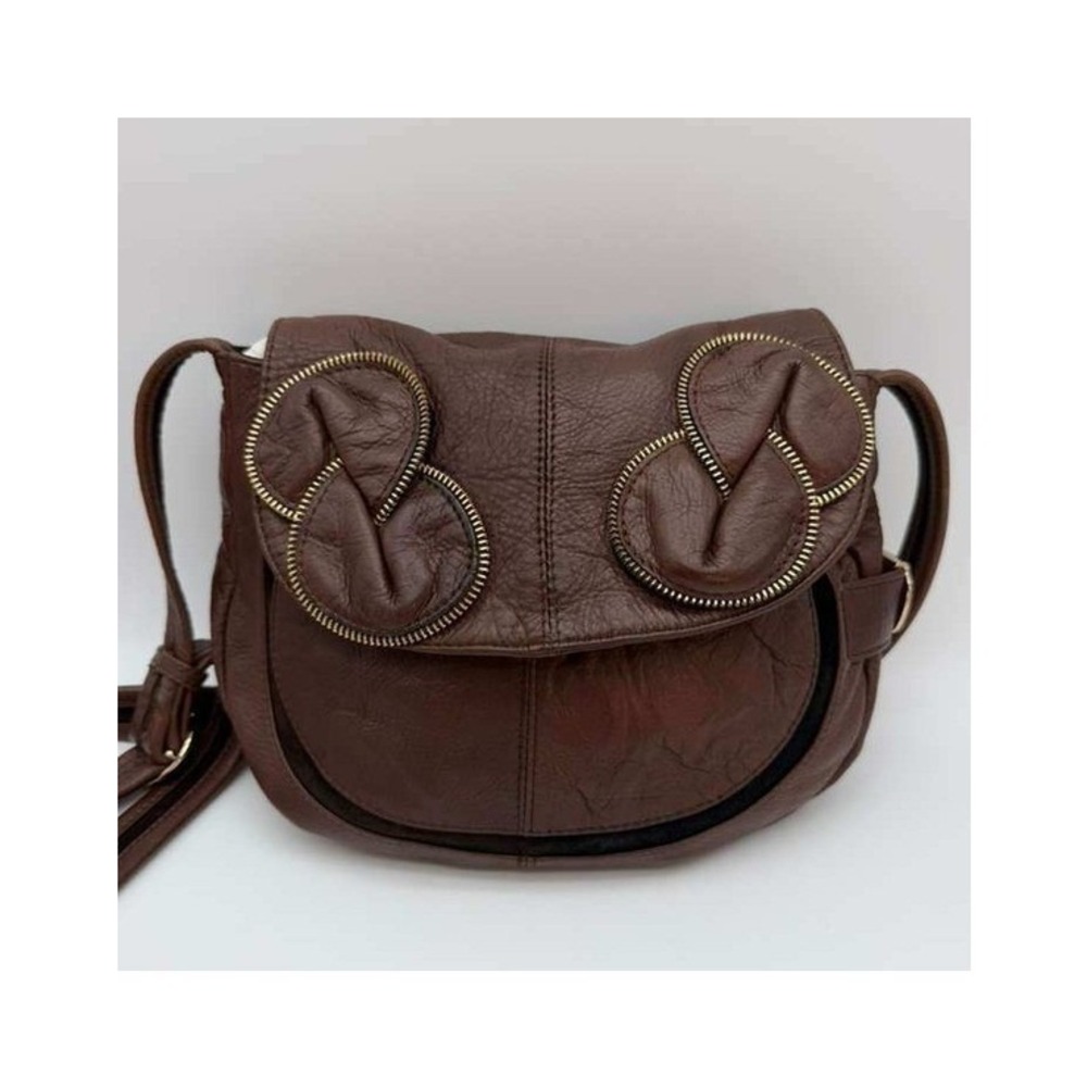 See By Chloe Brown Leather Crossbody Bag Zipper Detail Shoulder Bag‎